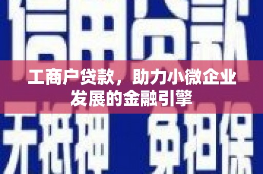 靖州工商户贷款，助力小微企业发展的金融引擎