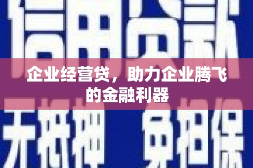 靖州企业经营贷，助力企业腾飞的金融利器
