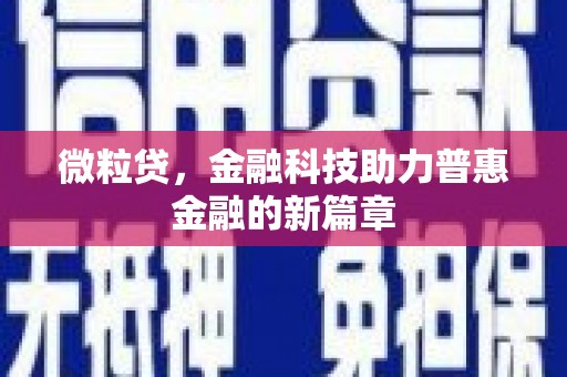 靖州微粒贷，金融科技助力普惠金融的新篇章