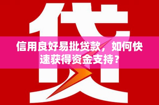 靖州信用良好易批贷款，如何快速获得资金支持？