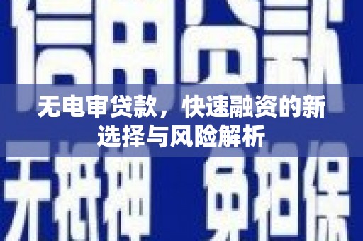 靖州无电审贷款，快速融资的新选择与风险解析