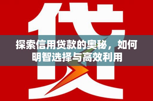 靖州探索信用贷款的奥秘，如何明智选择与高效利用