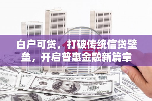 靖州白户可贷，打破传统信贷壁垒，开启普惠金融新篇章