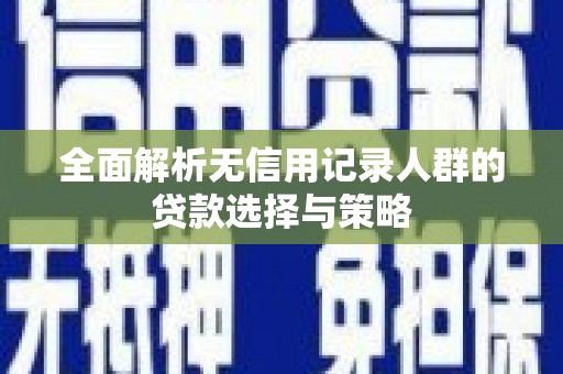 靖州全面解析无信用记录人群的贷款选择与策略